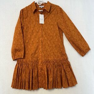 TAYLOR TILLMAN Harper Shirt Dress Small Brown Collar Long Sleeves Earthy Fall